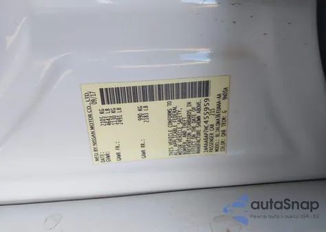 2017 Nissan Maxima 3.5 S z USA, uszkodzony, nr VIN 1N4AA6AP7HC455959